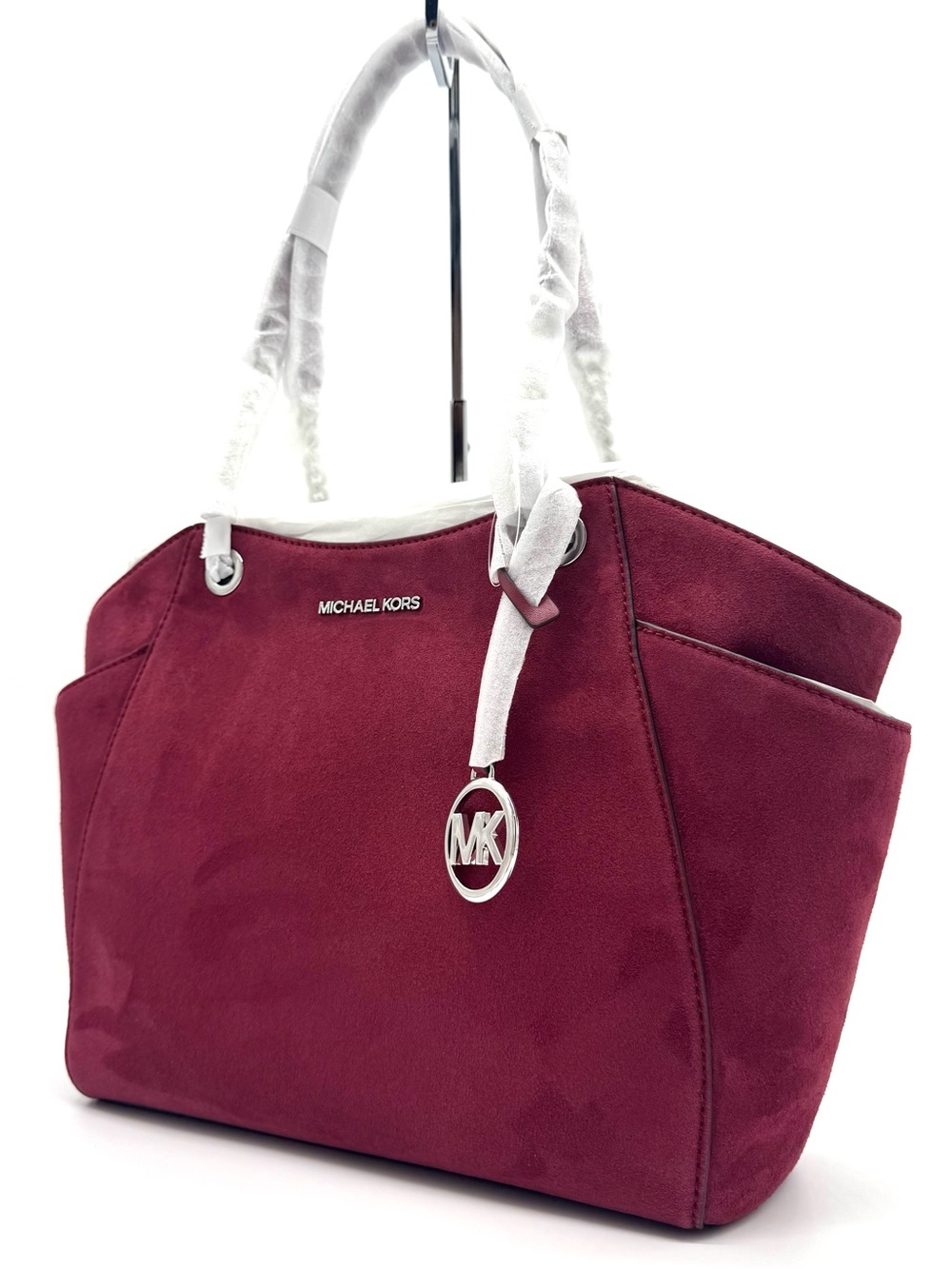 Michael Kors Jet Set Large Signature Logo Shoulder Bag - Maroon